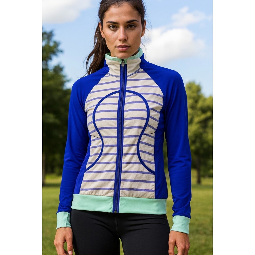 Lululemon Run Track Attack Jacket Med 8 Rare Mermaid‎ Seawheeze Multi Athleisure